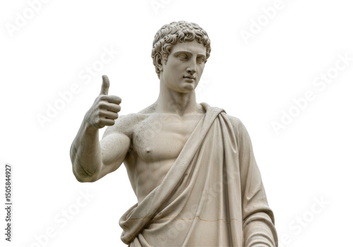 Isolated Marble Statue of Man Giving Thumbs Up