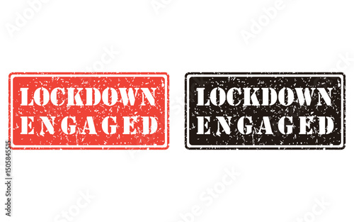 lockdown engaged grunge stamp design, vector, isolated on transparent background