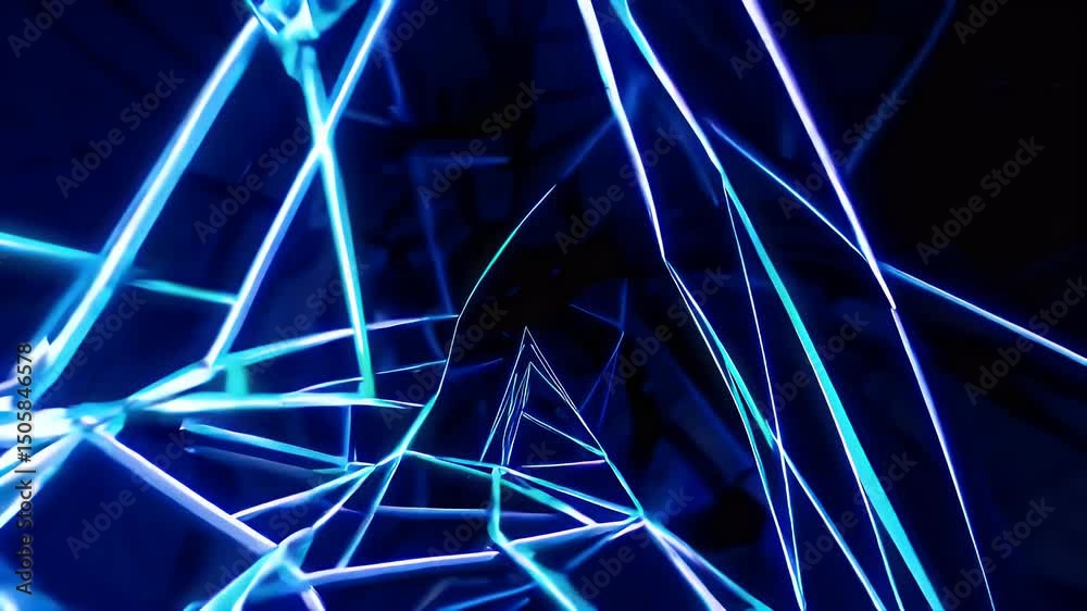 High tech tunnel animation fast moving neon lines representing light beams lasers futuristic corridor environment perfect sci fi ed backdrops
