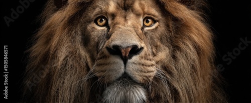 The magnificent lion portrait capturing its powerful gaze and regal presence.