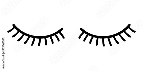 Eye lashes vector icon. Lashes vector.Cute Closed Eyes with Lashes Graphic.A simple, stylized graphic of closed eyes with detailed lashes.