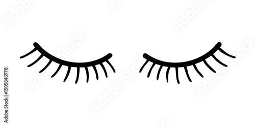 Eye lashes vector icon. Lashes vector.Cute Closed Eyes with Lashes Graphic.A simple, stylized graphic of closed eyes with detailed lashes.