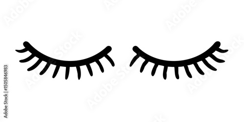 Eye lashes vector icon. Lashes vector.Cute Closed Eyes with Lashes Graphic.A simple, stylized graphic of closed eyes with detailed lashes.