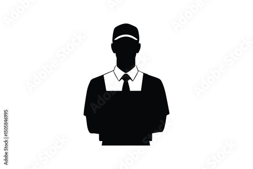 Delivery boy vector silhouette isolated in white background	