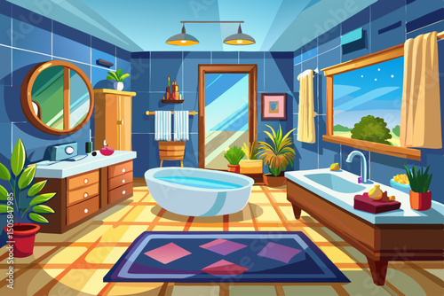 vector of New hotel bathroom interior design.