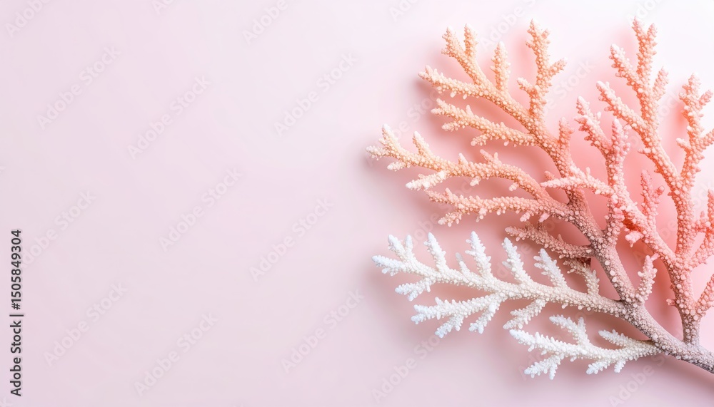 Naklejka premium A stunning closeup of pink coral against soft pink background, an underwater paradise