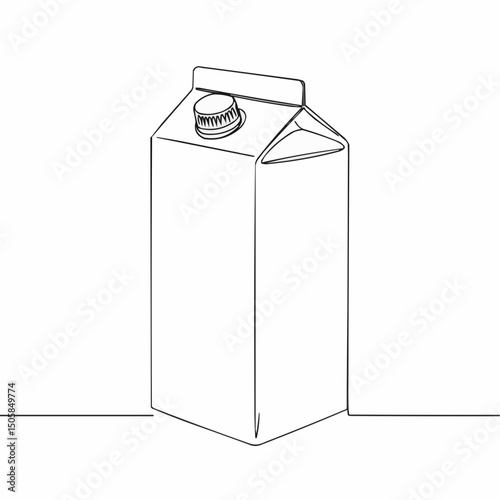 A single-line drawing of a milk carton, a minimalist and modern illustration