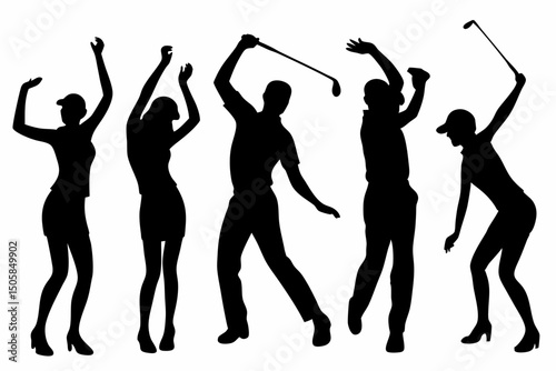 Elegant Female Silhouettes in Dynamic Poses – Energetic, Powerful Black and White Minimalist Design