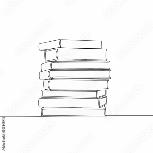 A stack of books drawn in one line, symbolizing knowledge and education