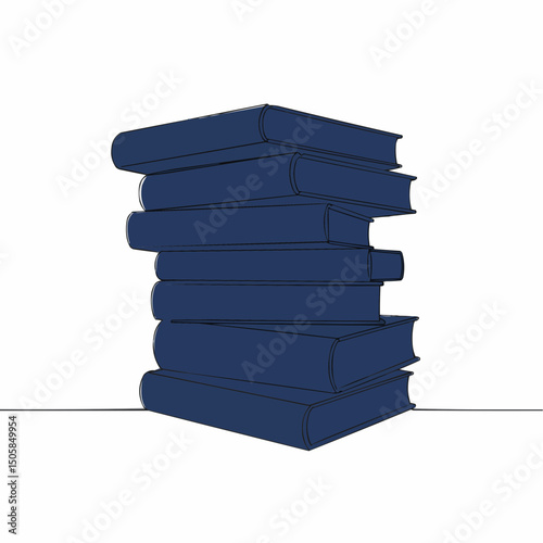 A stack of illustrated dark blue books against a simple backdrop, representing the essence of knowledge and learning