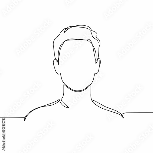 A simple black and white line drawing of a man's face and upper body