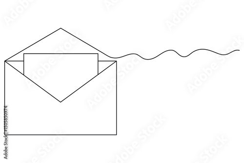 Envelope continuous one line drawing and minimalist style