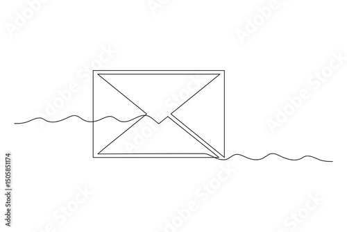 Envelope continuous one line drawing and minimalist style
