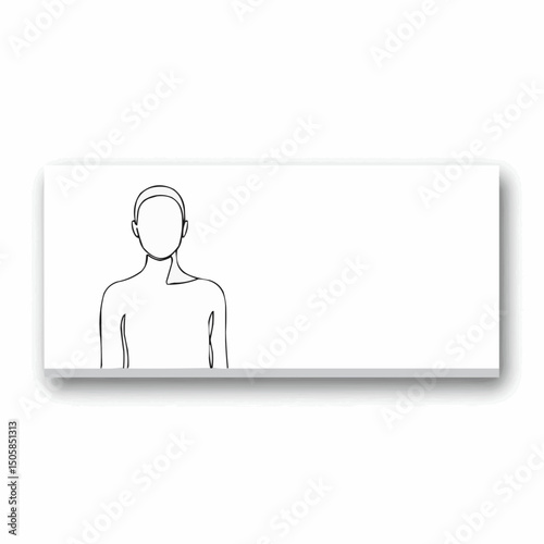An minimalist outline sketch of a person silhouette on a rectangle