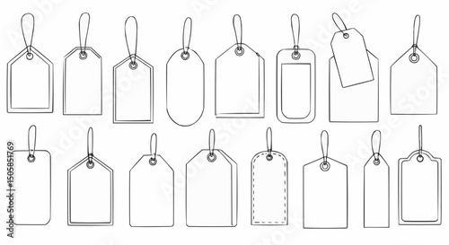 A Collection of Various Blank Tags with Different Shapes and Styles
