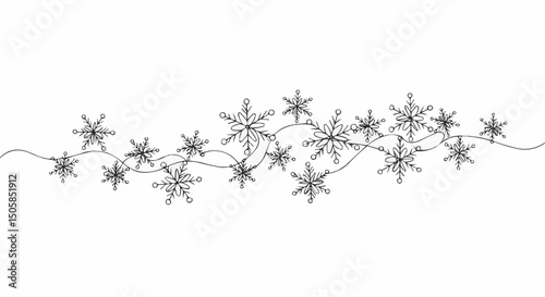 A beautiful snowflake garland delicately displayed. The snowflake's unique symmetry captures winter's beauty.
