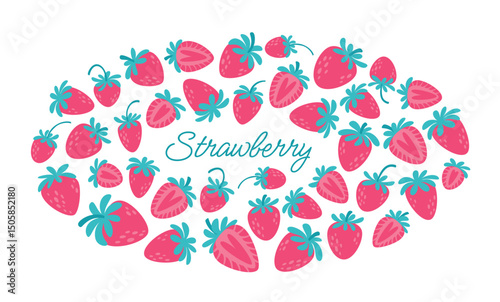 Strawberries on white background. Summer berries vector illustration