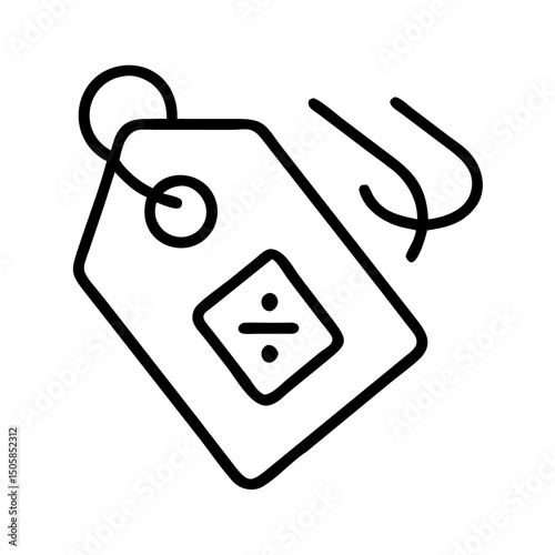 Price tag with percentage discount symbol in simple line style  