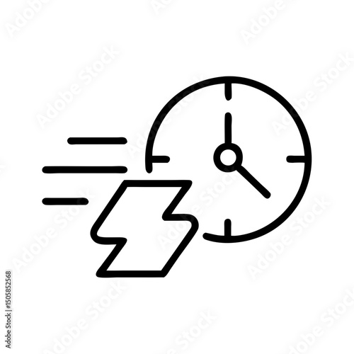 Clock and lightning bolt icon representing fast energy flow  