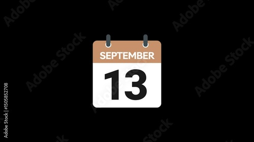 13 September in calendar animation without background