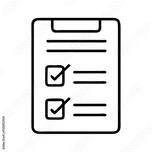 Simple checklist on clipboard with ticked boxes in outline style  
