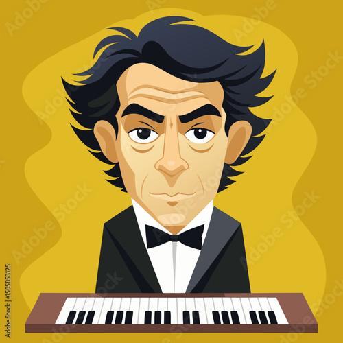 illustration of caricature a pianist