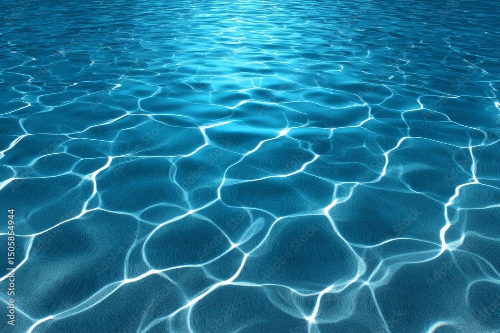 Obraz premium Clear Turquoise Water Surface Texture - Serene underwater scene, symbolizing calmness, purity, depth, tranquility, and escape. Perfect for relaxation and spa themes