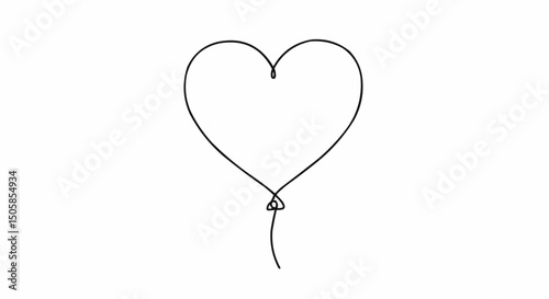 A Minimalist Line Drawing of a Heart-Shaped Balloon Representing Love