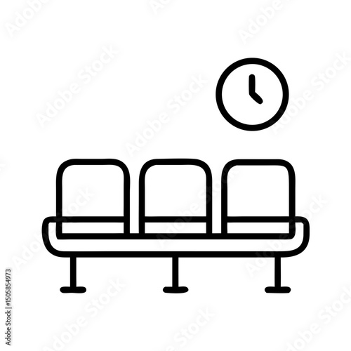 Simple bench seating with clock representation in minimalist style  