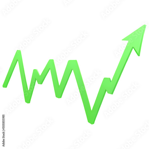 Bull Market Trend Icon – Green Growth Bars and Rising Lines in Transparent Finance Concept PNG