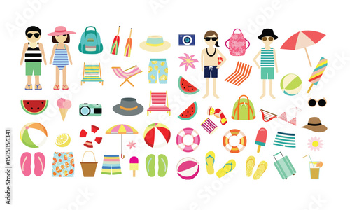 Summer Vacation Icons vector