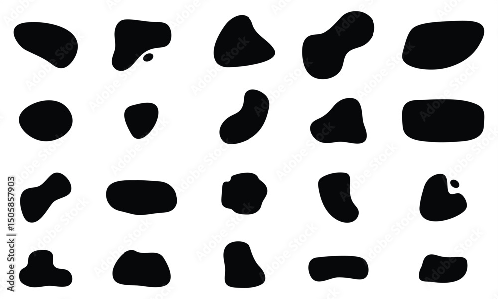Fototapeta premium Abstract Black Blob Shapes Vector set