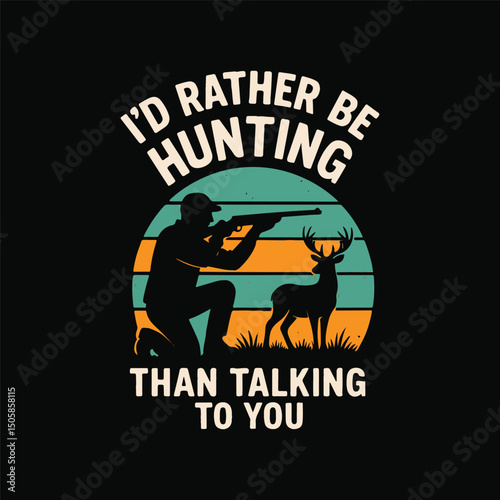 Hunting T-shirt Design | Vintage Hunting T-Shirt Design – Deer, Rifle, and Outdoor Adventure Graphic
