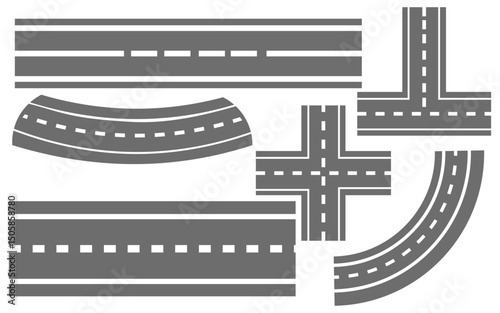 Architectural Street Grid with Winding Highway Connections – Isometric Vector Design