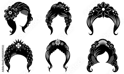 Premium Hair Accessories silhouette vector