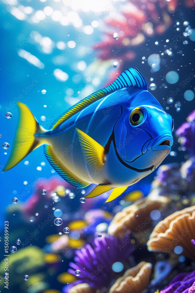 Naklejka premium tropical fish with coral reef