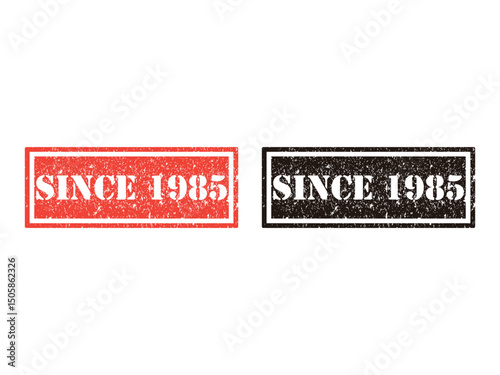 since 1985 grunge stamp design, vector, isolated on transparent background