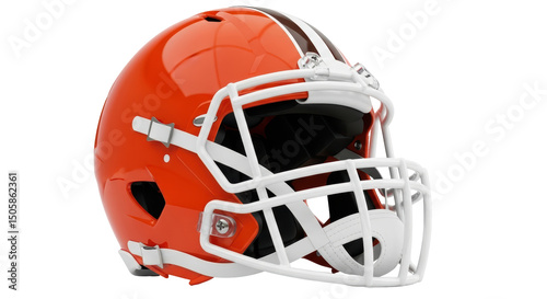 Isolated Glossy Brown Football Helmet with White Stripes, for Sports Equipment