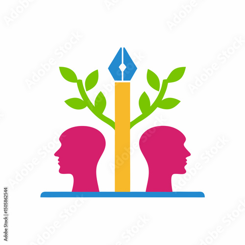 human head with green tree