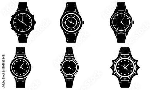 Fashion-Forward Watch silhouette vector