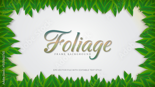 Editable vector template with a green foliage frame and clean center includes an editable text style, ideal for quick customization of events, promos, or nature themed designs.