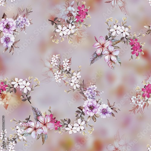 beautiful seamless flower allover design with all colour background