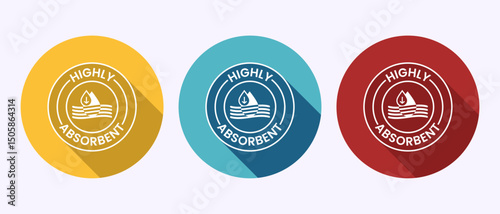 Water absorbent icon design illustration, Water drop absorb sign symbol in shadow button design