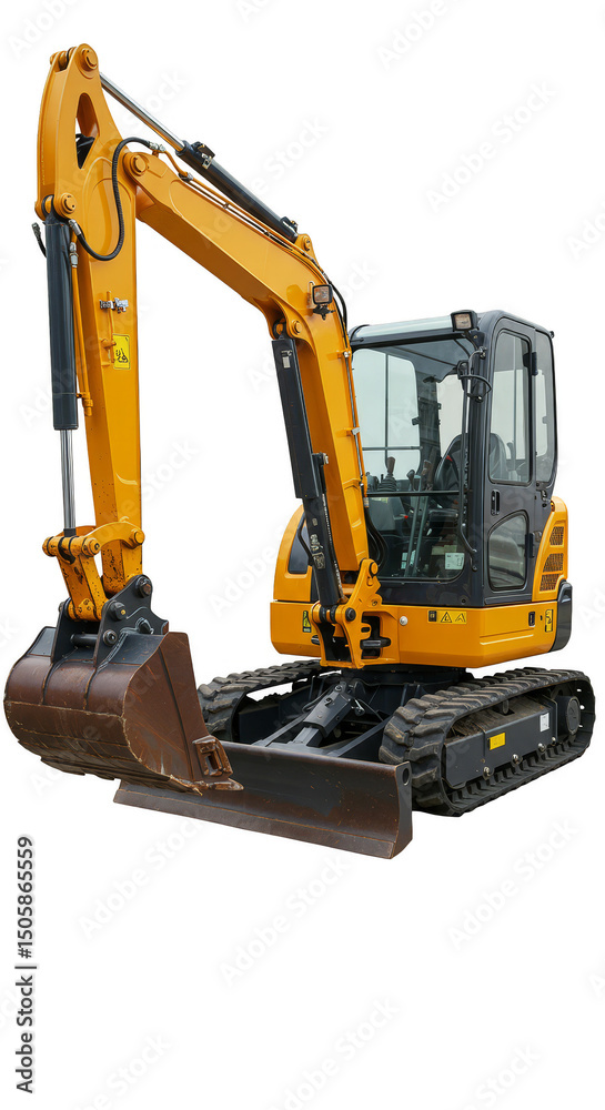 Yellow Excavator Machine Isolated on Transparent Background Realistic Photo Yellow Excavator Machine Isolated on Transparent Background Realistic Photo