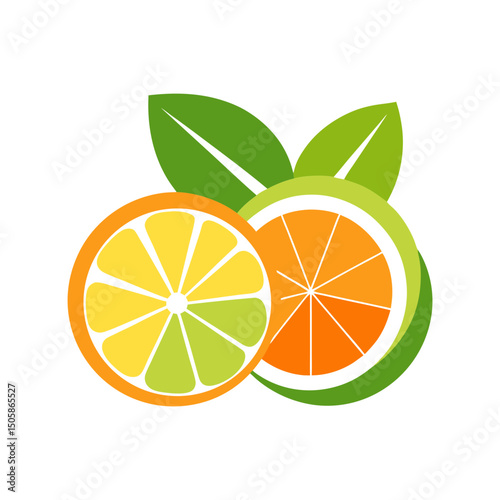 citrus slice set lemon slice orange slice lime vector art
