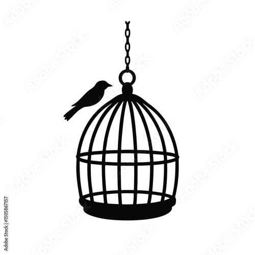 Bird Cage Hanging Vector Graphic