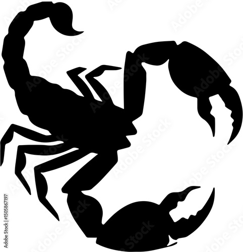 black silhouette of a scorpion isolated on white