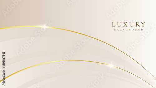 Luxury cream abstract background with golden lines. Elegant wave shapes for premium design, wedding invitation, business card, cosmetic branding, and stylish product packaging.