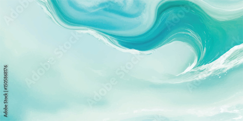 VA soothing ocean-inspired watercolor painting in gentle blue and green shades. Abstract and flowing, ideal for relaxing visuals and branding.
