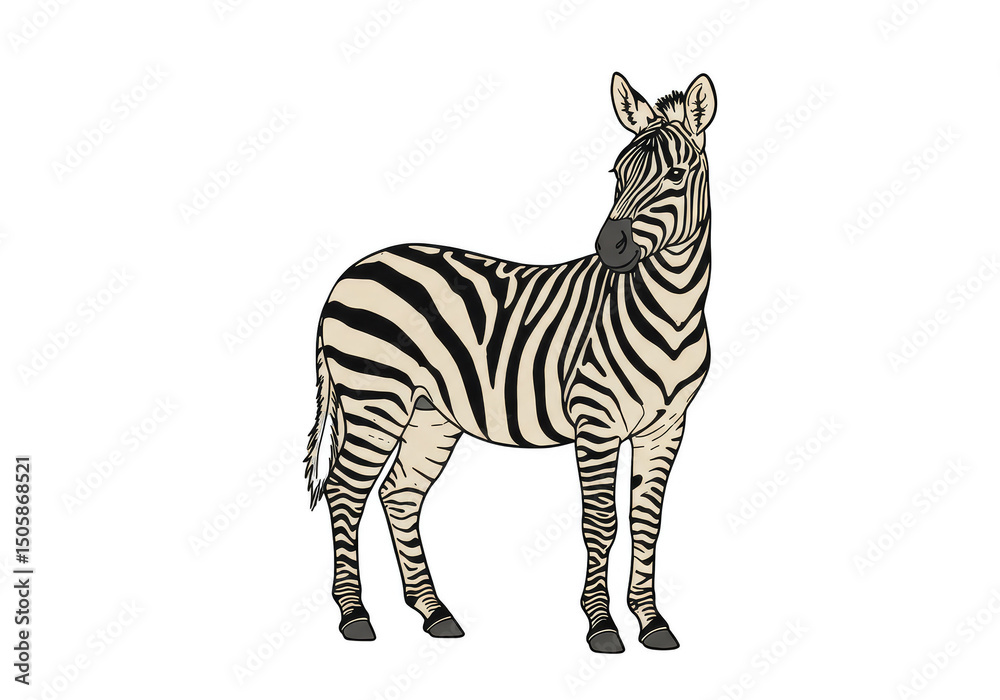 Obraz premium Zebra Illustration Animal Wildlife Stripes Isolated Transparent Background